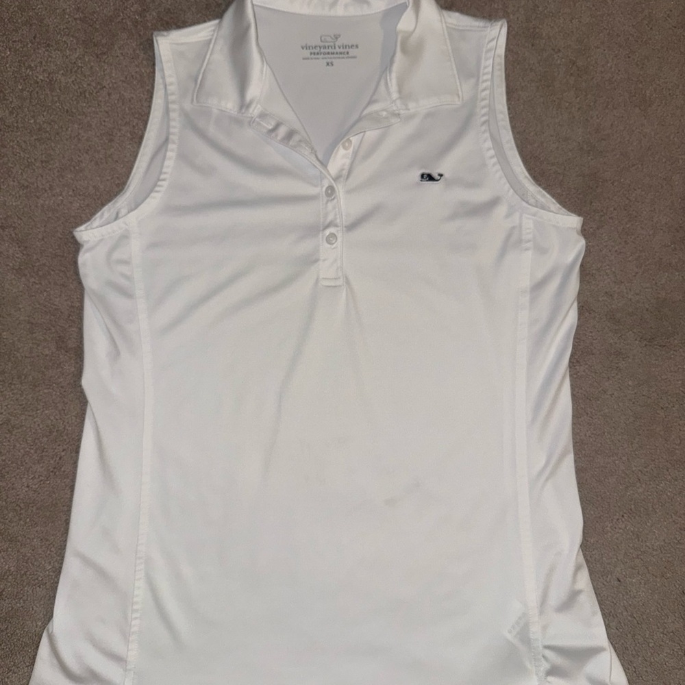 Vineyard Vines White Sleeveless Polo Top